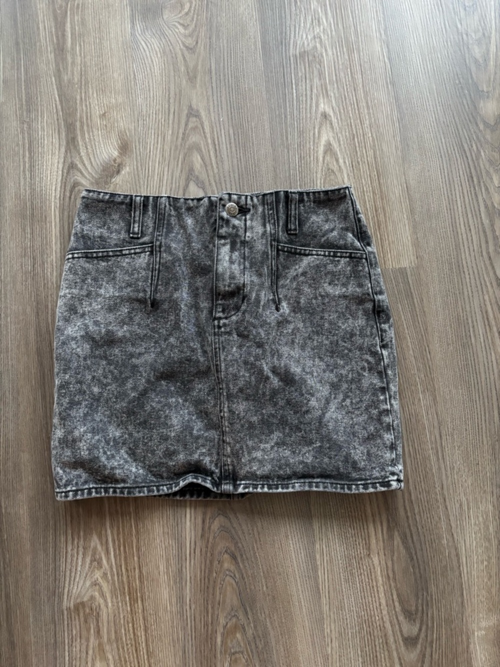 Pistols High-Rise Acid Wash Denim Mini Skirt - Gray Size 27